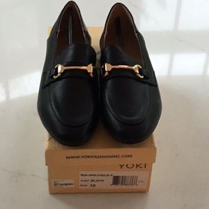 NWT Forever 21 blk. faux leather loafers.size 10